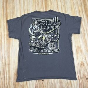 Sturgis Motorcycle‎ Rally 2016 T-Shirt L Gray Pin Up Girl Graphic Tee